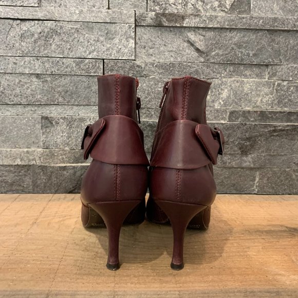 Ladies Merlot Leather Ankle Boots - Picture 5 of 6